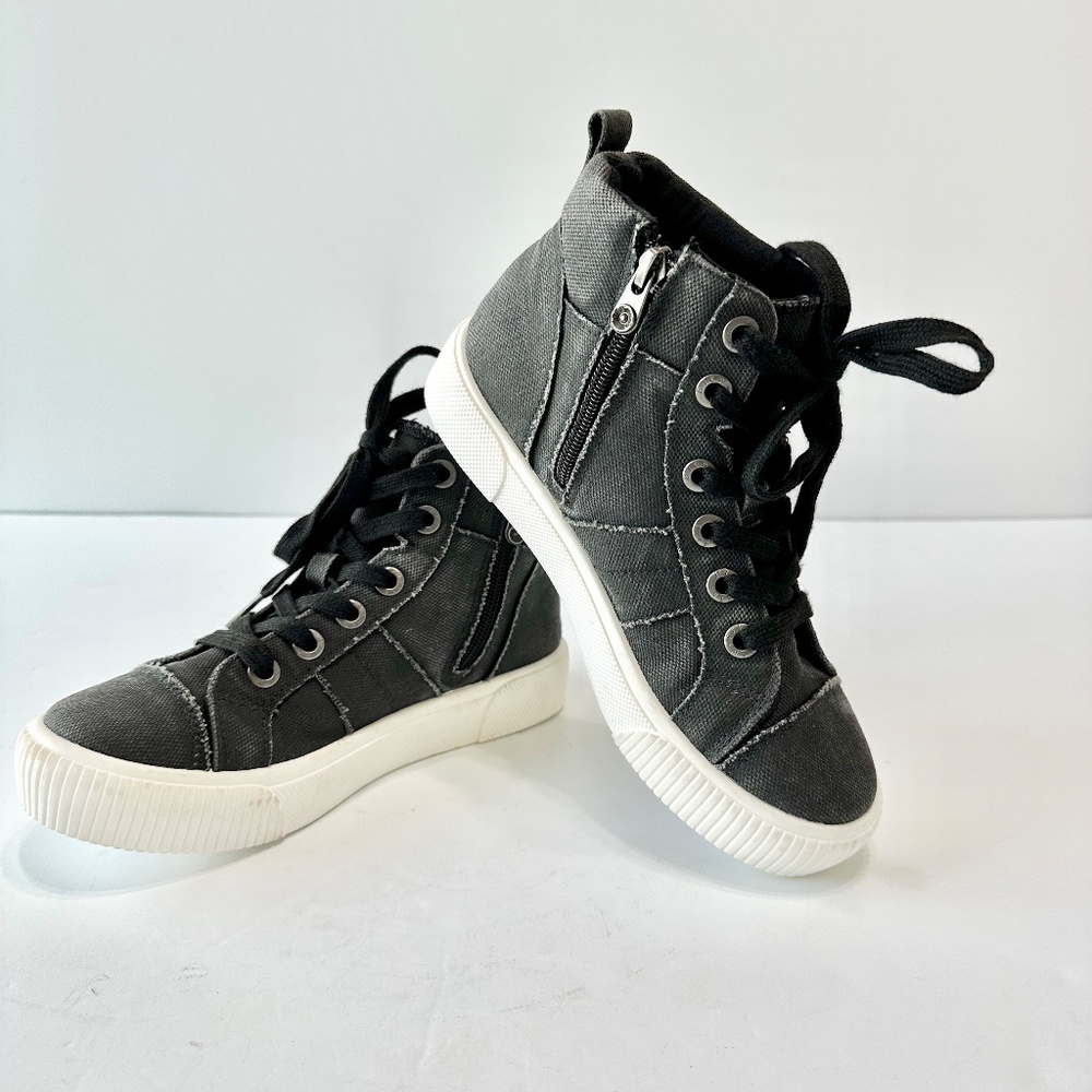 Blowfish Malibu Corrine Women's High-Top Sneakers Size 5.5 Washed Gray Zip-Up - Picture 2 of 14